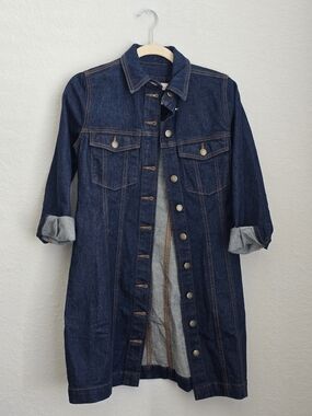 LOFT Dark Blue Denim Long Sleeve Jacket Dress